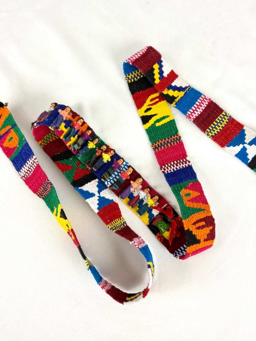 New Artisan Woven Belt Strap Guatemalan Folk Art Worry Dolls Stick Figures